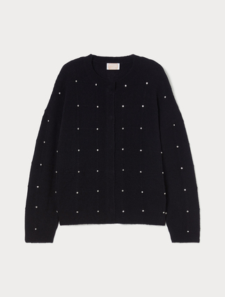 Alpaca blend cardigan with rhinestones - Marina Rinaldi