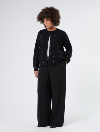 Alpaca blend cardigan with rhinestones - Marina Rinaldi