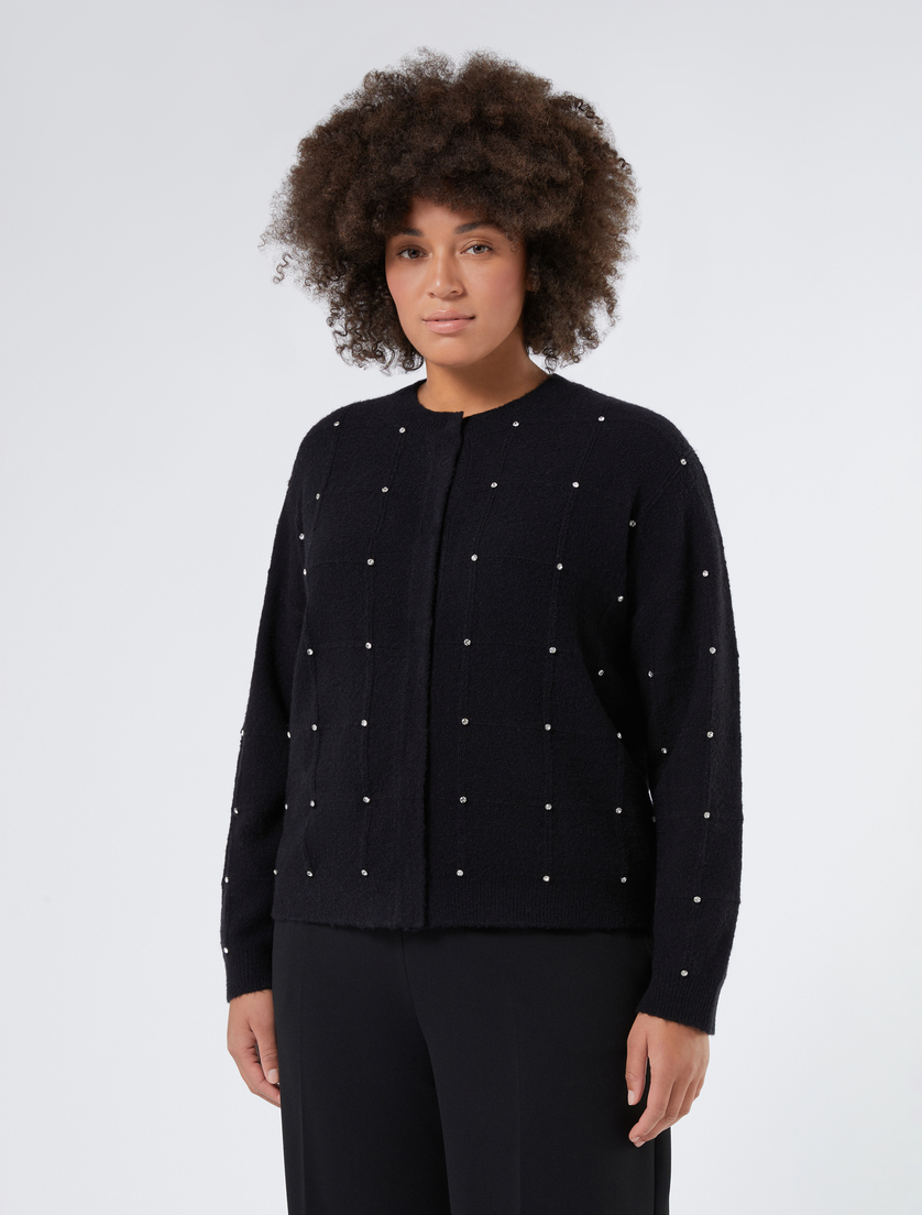 Alpaca blend cardigan with rhinestones - BLACK - Marina Rinaldi - 3 Alpaca blend cardigan with rhinestones - BLACK - Marina Rinaldi - 3