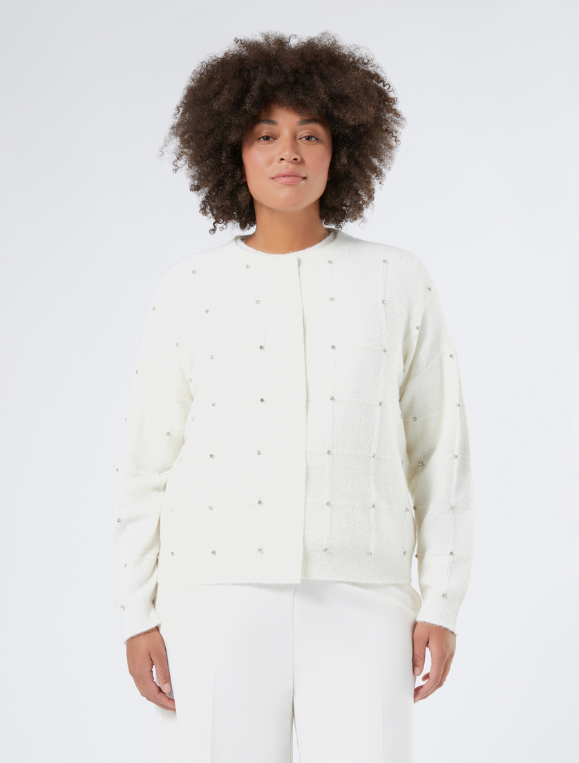 Alpaca blend cardigan with rhinestones - IVORY - Marina Rinaldi - 3 Alpaca blend cardigan with rhinestones - IVORY - Marina Rinaldi - 3