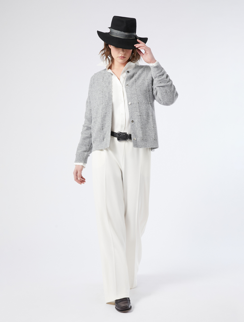 Alpaca blend cardigan with rhinestones - LIGHT GREY - Marina Rinaldi - 2 Alpaca blend cardigan with rhinestones - LIGHT GREY - Marina Rinaldi - 2