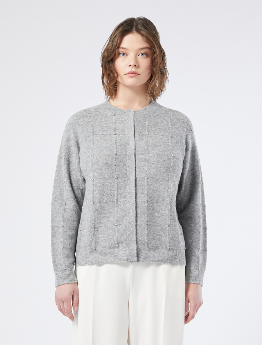Alpaca blend cardigan with rhinestones - LIGHT GREY - Marina Rinaldi - 3 Alpaca blend cardigan with rhinestones - LIGHT GREY - Marina Rinaldi - 3