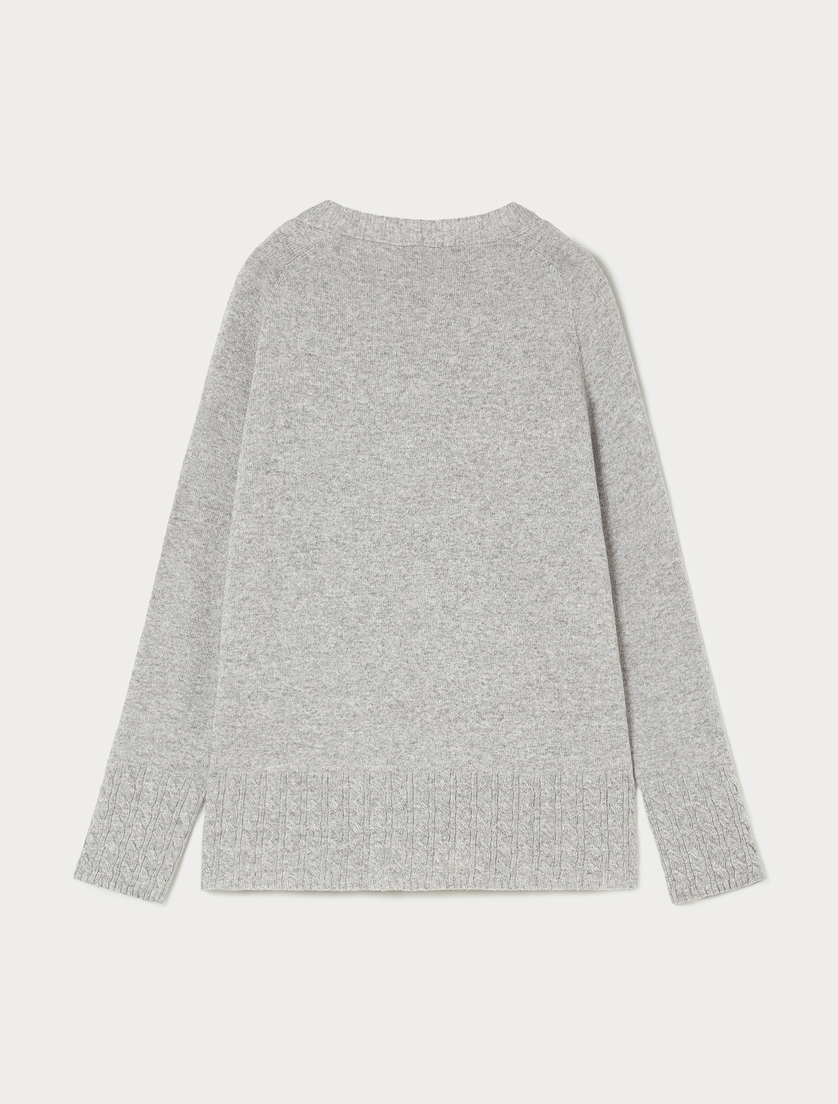 Wool and cashmere-blend cardigan - MEDIUM GREY - Marina Rinaldi - 4