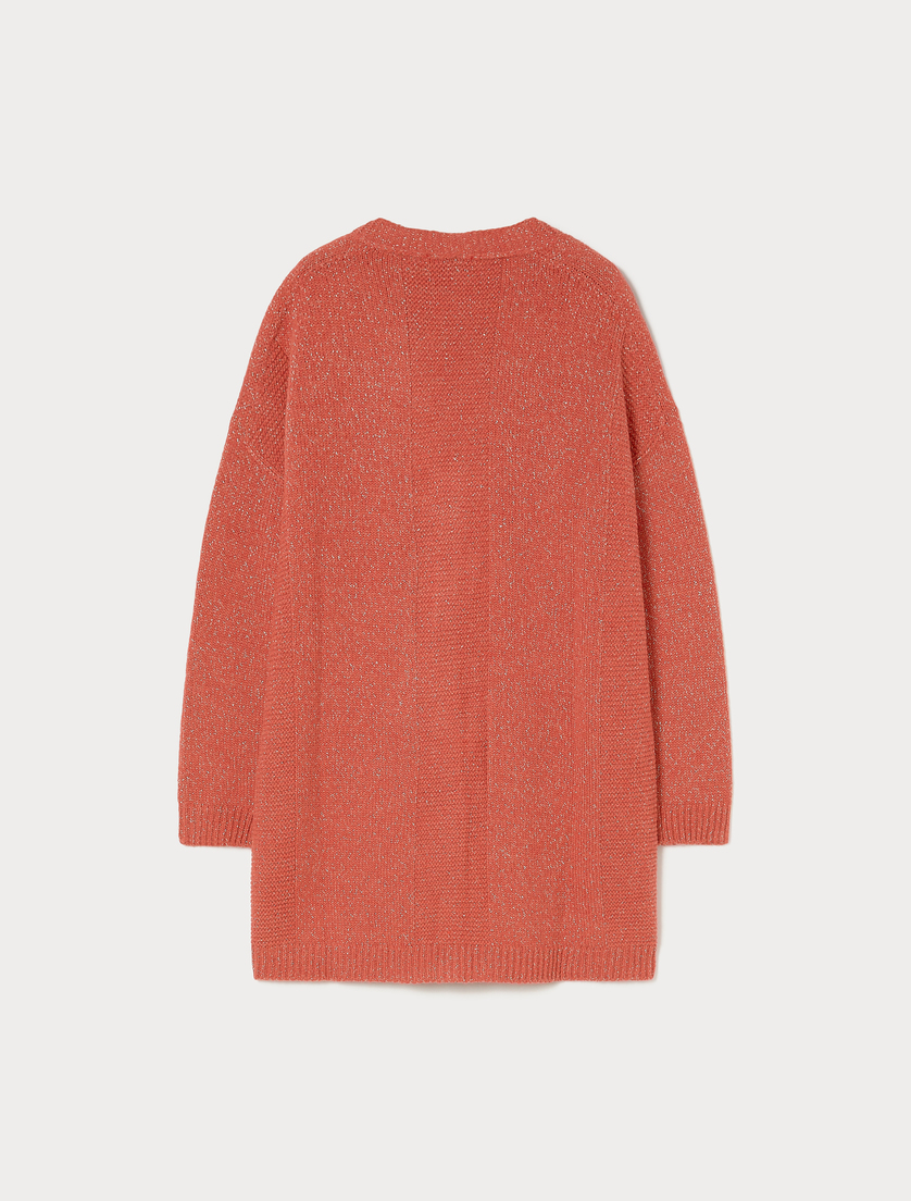 Long lurex wool and alpaca cardigan - RED - Marina Rinaldi - 4 Long lurex wool and alpaca cardigan - RED - Marina Rinaldi - 4
