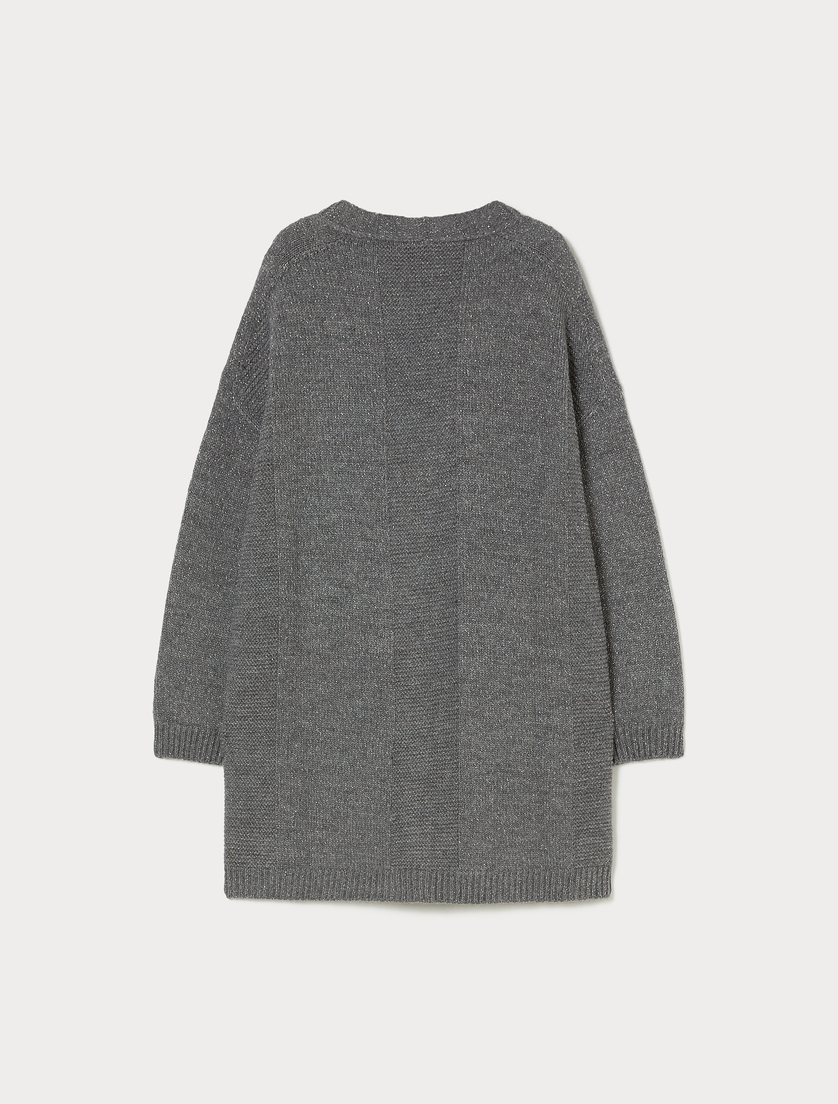Long lurex wool and alpaca cardigan - MEDIUM GREY - Marina Rinaldi - 4 Long lurex wool and alpaca cardigan - MEDIUM GREY - Marina Rinaldi - 4