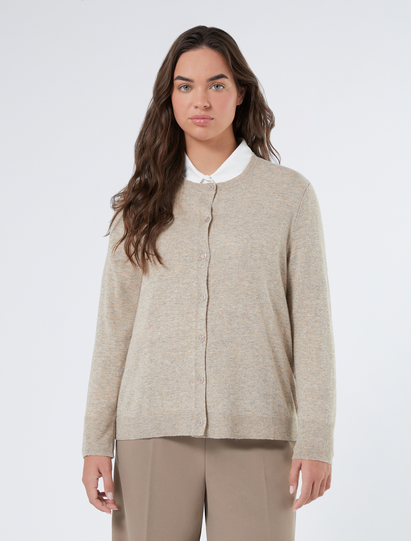 Cashmere blend and lurex cardigan - BROWN - Marina Rinaldi - 3 Cashmere blend and lurex cardigan - BROWN - Marina Rinaldi - 3