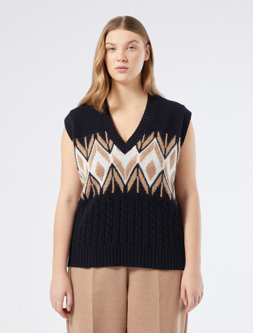 Wool and mohair blend gilet - MIDNIGHTBLUE - Marina Rinaldi - 3 Wool and mohair blend gilet - MIDNIGHTBLUE - Marina Rinaldi - 3