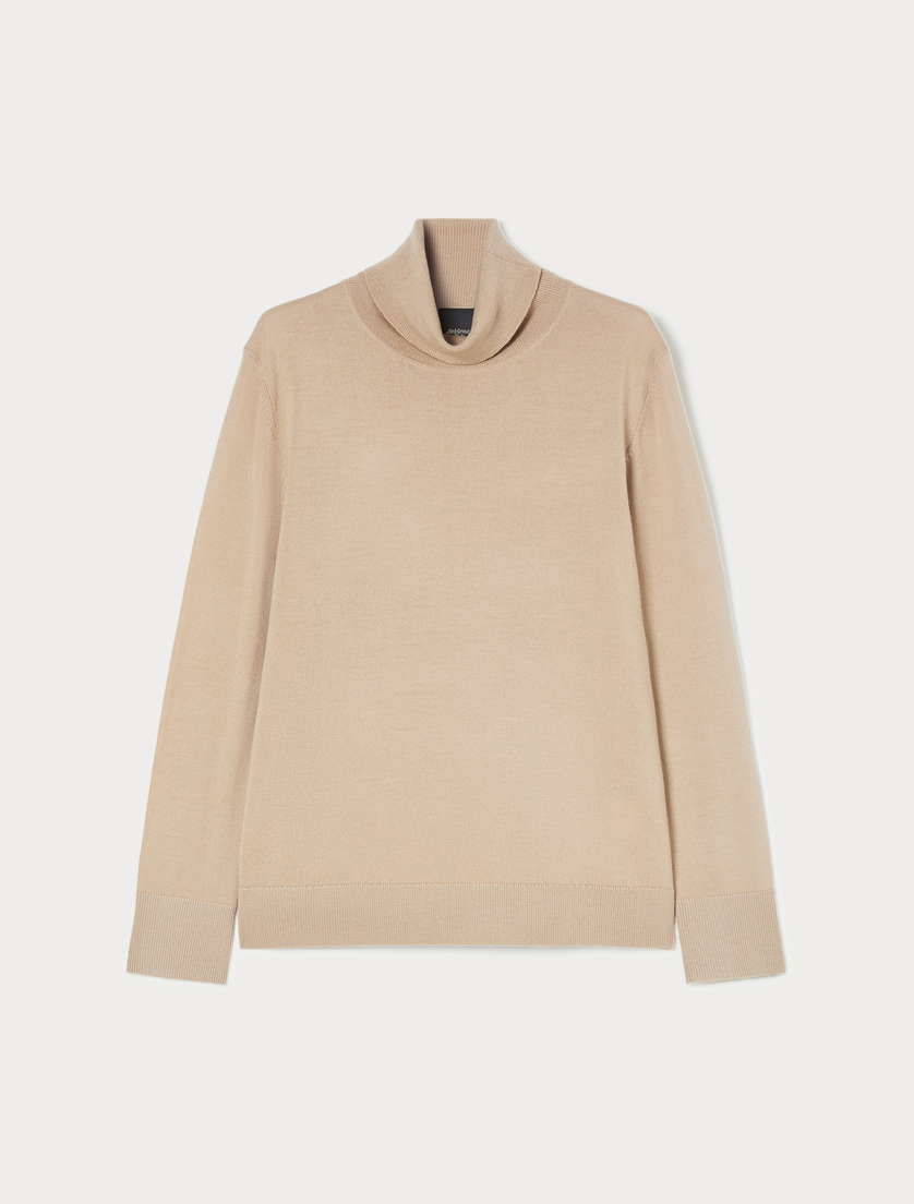 Pure wool polo-neck sweater - BEIGE - Marina Rinaldi