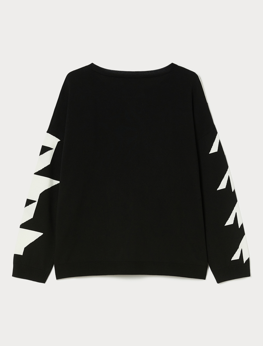 Patterned viscose sweater - WHITE BLACK - Marina Rinaldi - 4