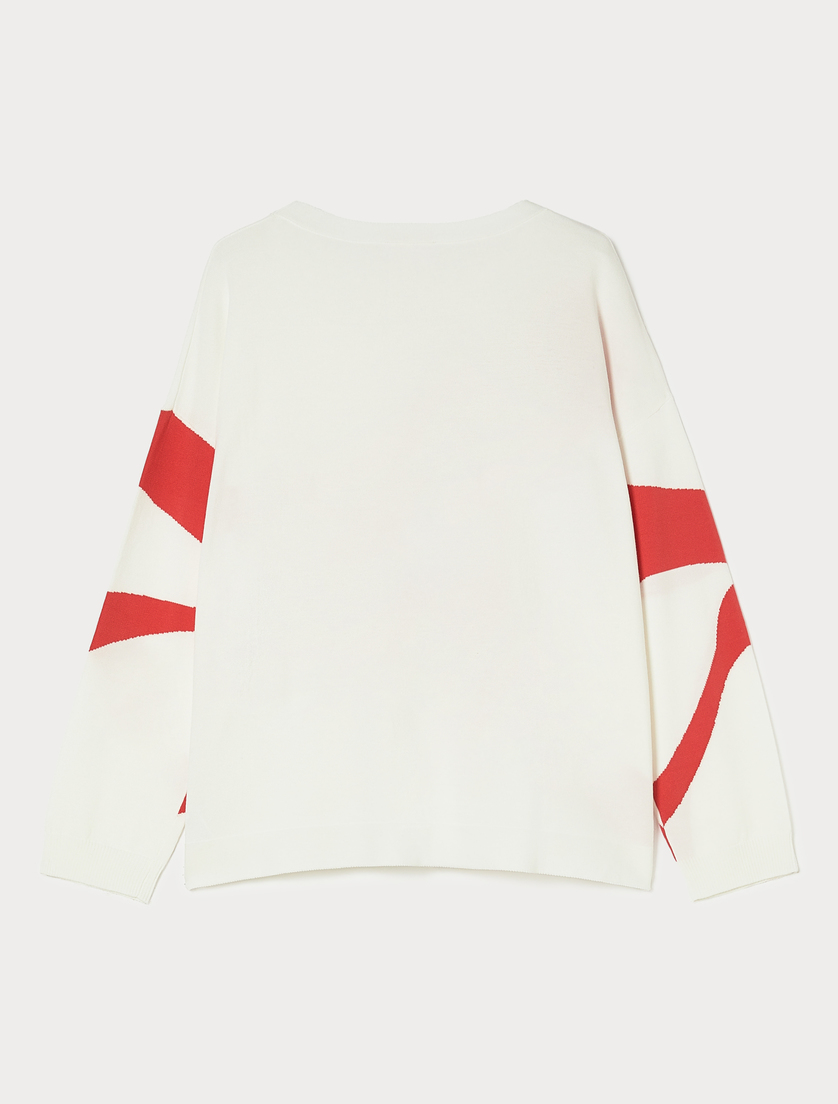 Patterned viscose sweater - WHITE - Marina Rinaldi - 4