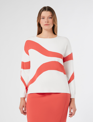 Patterned viscose sweater - WHITE