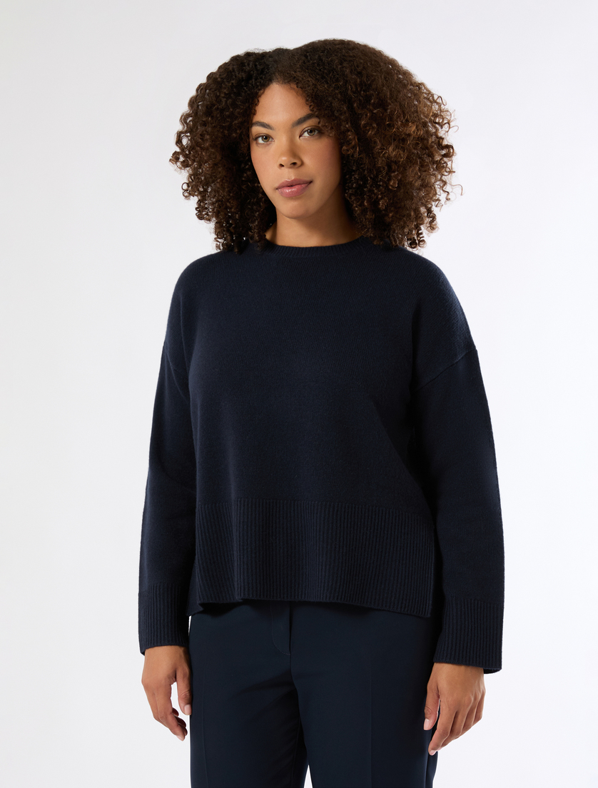 Pure wool boxy jumper - MIDNIGHTBLUE - Marina Rinaldi - 3