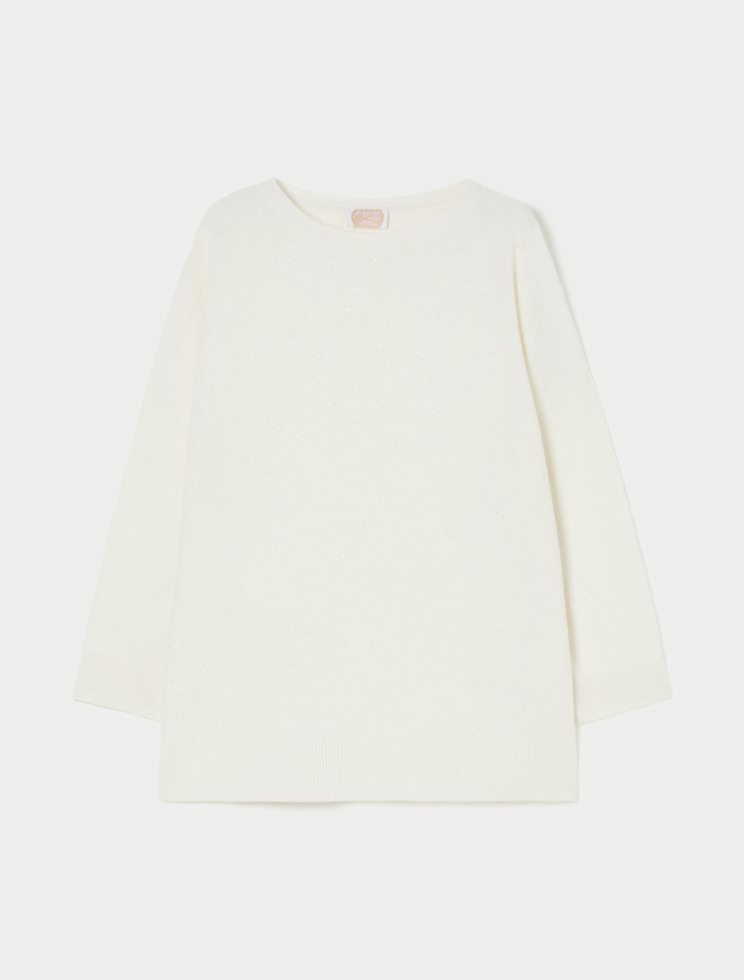 Wool jumper with sequins - IVORY - Marina Rinaldi Wool jumper with sequins - IVORY - Marina Rinaldi