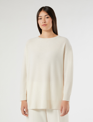 Wool jumper with sequins - IVORY