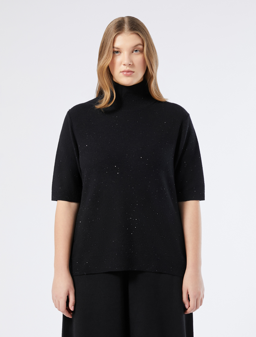Wool and sequin polo neck jumper - BLACK - Marina Rinaldi - 3 Wool and sequin polo neck jumper - BLACK - Marina Rinaldi - 3
