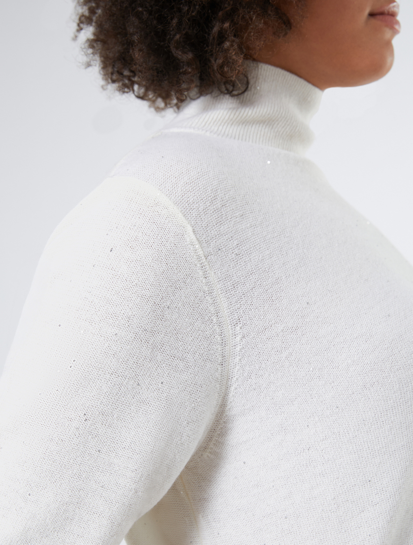 Wool and sequin polo neck jumper - IVORY - Marina Rinaldi - 5 Wool and sequin polo neck jumper - IVORY - Marina Rinaldi - 5