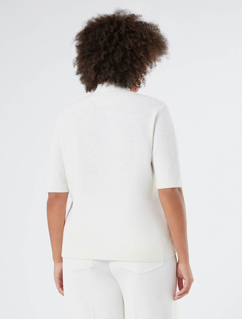 Wool and sequin polo neck jumper - IVORY - Marina Rinaldi - 4 Wool and sequin polo neck jumper - IVORY - Marina Rinaldi - 4