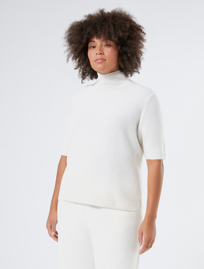 Wool and sequin polo neck jumper - IVORY - Marina Rinaldi - 3 Wool and sequin polo neck jumper - IVORY - Marina Rinaldi - 3