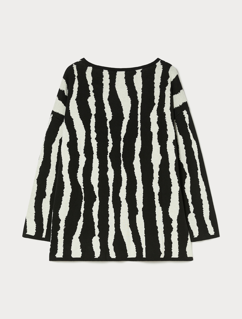 Jacquard wool blend jumper - WHITE BLACK - Marina Rinaldi - 4