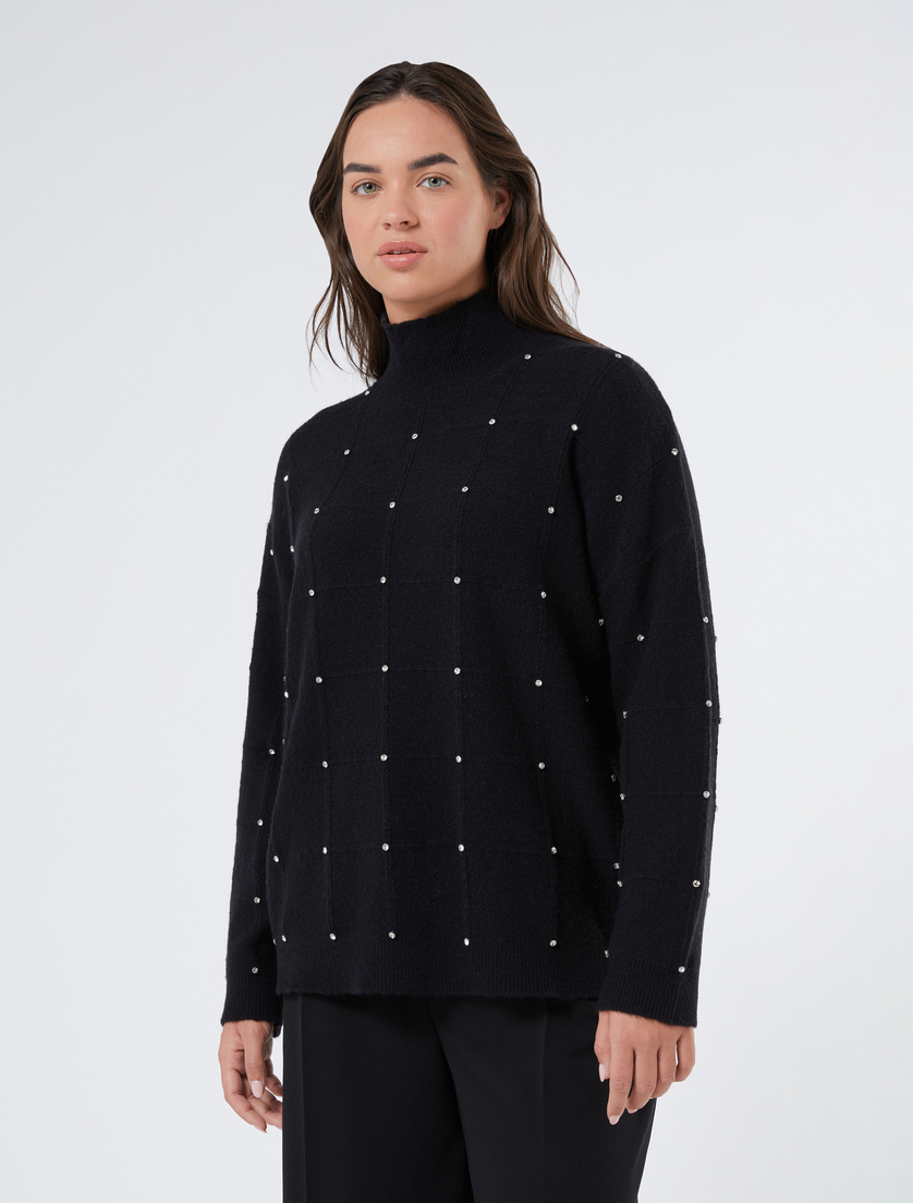 Alpaca blend polo neck jumper with rhinestones - BLACK - Marina Rinaldi - 3 Alpaca blend polo neck jumper with rhinestones - BLACK - Marina Rinaldi - 3