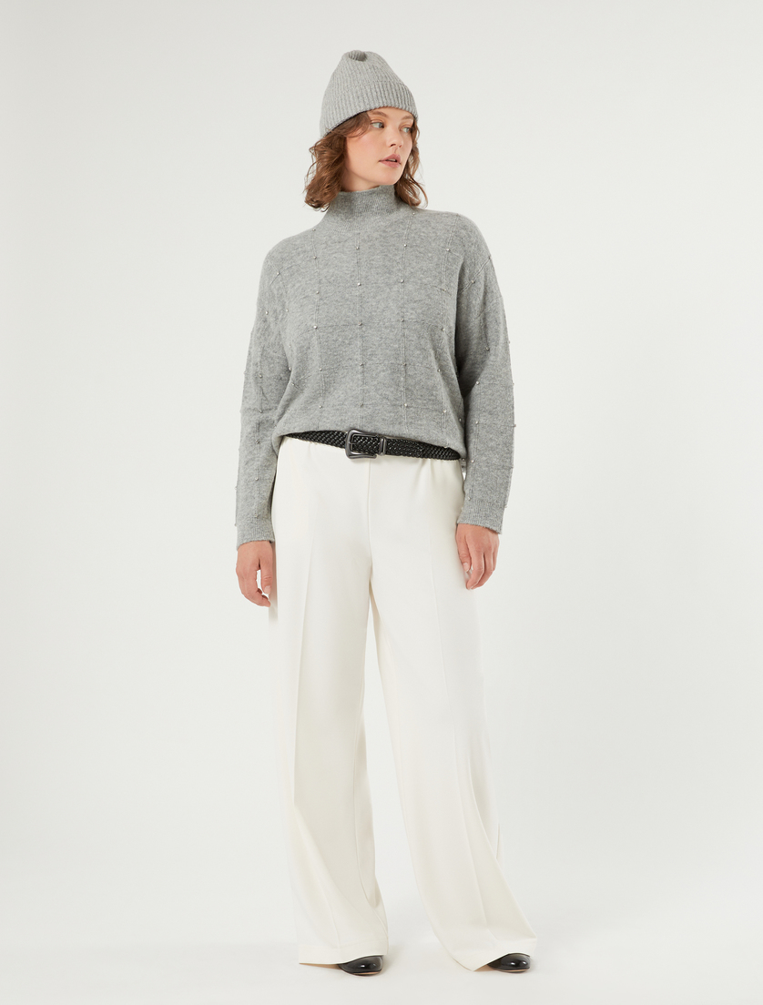 Alpaca blend polo neck jumper with rhinestones - LIGHT GREY - Marina Rinaldi - 2 Alpaca blend polo neck jumper with rhinestones - LIGHT GREY - Marina Rinaldi - 2
