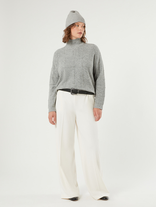 Alpaca blend polo neck jumper with rhinestones - Marina Rinaldi
