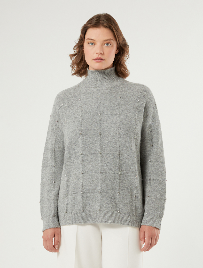 Alpaca blend polo neck jumper with rhinestones - LIGHT GREY - Marina Rinaldi - 3 Alpaca blend polo neck jumper with rhinestones - LIGHT GREY - Marina Rinaldi - 3