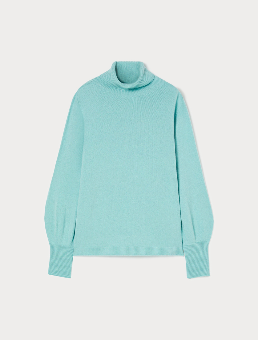 Cashmere blend polo-neck jumper - WATER - Marina Rinaldi Cashmere blend polo-neck jumper - WATER - Marina Rinaldi