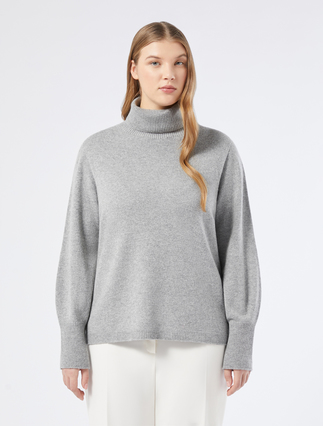 Cashmere blend polo-neck jumper - LIGHT GREY