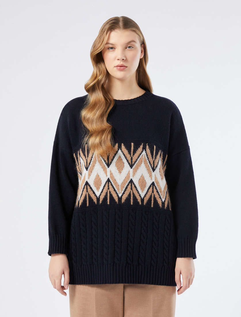 Oversize wool and mohair blend jumper - MIDNIGHTBLUE - Marina Rinaldi - 3 Oversize wool and mohair blend jumper - MIDNIGHTBLUE - Marina Rinaldi - 3