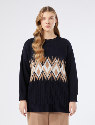 Oversize wool and mohair blend jumper - MIDNIGHTBLUE