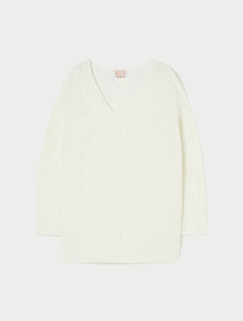 Alpaca-blend oversize jumper - WHITE - Marina Rinaldi Alpaca-blend oversize jumper - WHITE - Marina Rinaldi