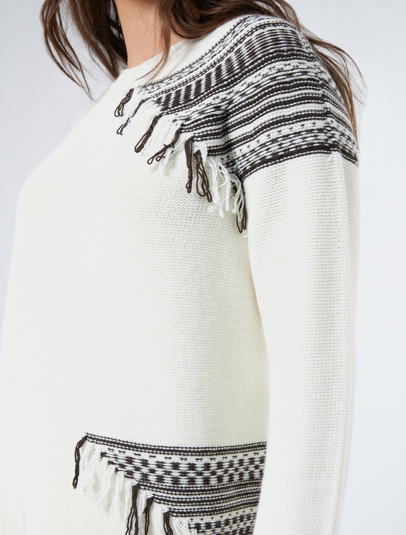 Stretch wool jacquard jumper - IVORY - Marina Rinaldi - 5 Stretch wool jacquard jumper - IVORY - Marina Rinaldi - 5