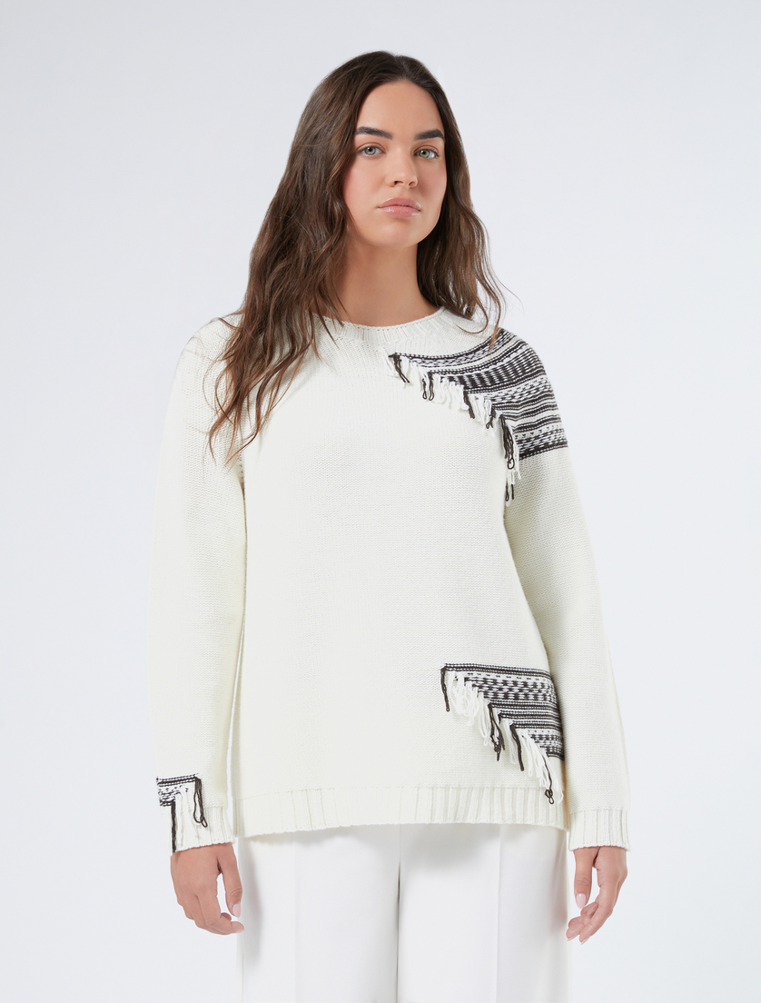 Stretch wool jacquard jumper - IVORY - Marina Rinaldi - 3 Stretch wool jacquard jumper - IVORY - Marina Rinaldi - 3