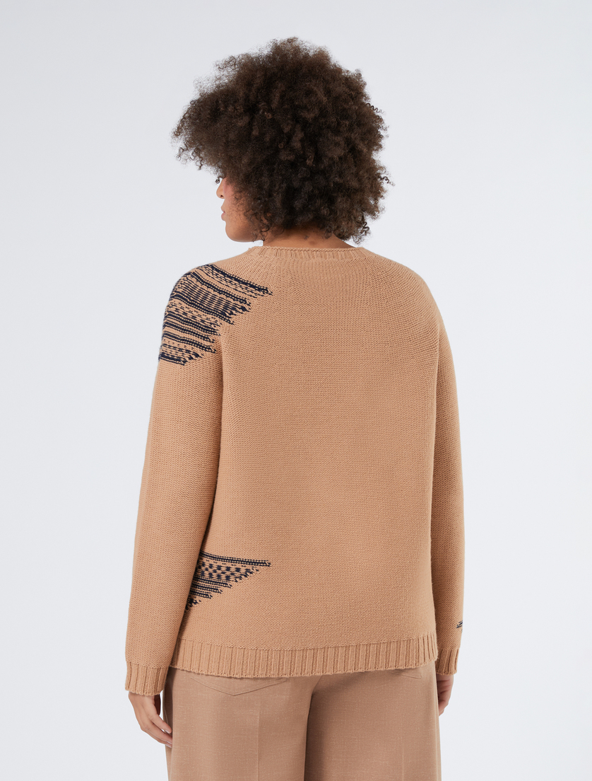 Stretch wool jacquard jumper - CAMEL - Marina Rinaldi - 4 Stretch wool jacquard jumper - CAMEL - Marina Rinaldi - 4