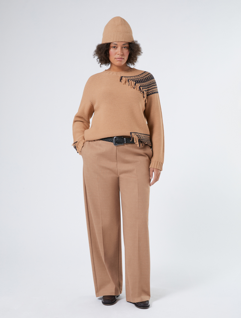 Stretch wool jacquard jumper - CAMEL - Marina Rinaldi - 2 Stretch wool jacquard jumper - CAMEL - Marina Rinaldi - 2