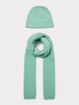 Cashmere blend scarf and hat - WATER