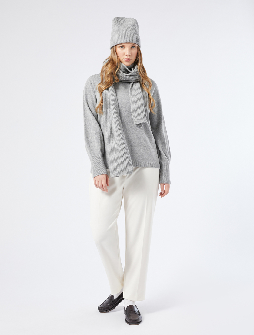 Cashmere blend scarf and hat - LIGHT GREY - Marina Rinaldi Cashmere blend scarf and hat - LIGHT GREY - Marina Rinaldi