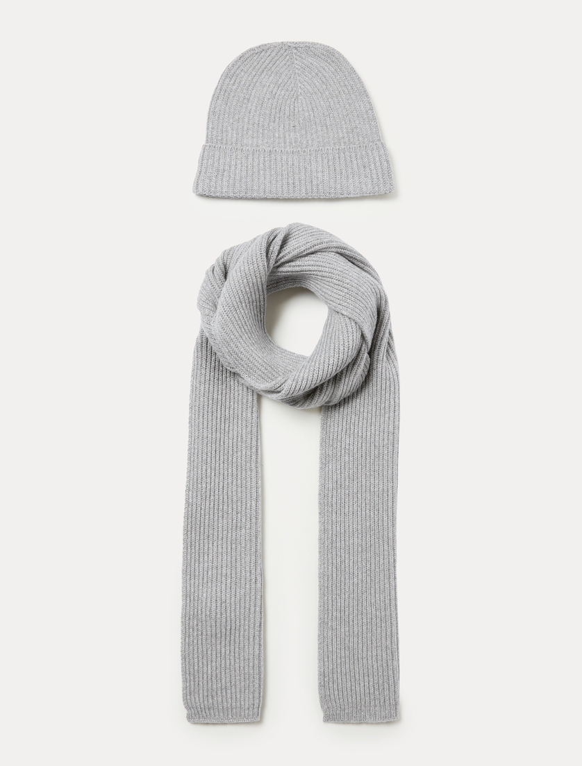 Cashmere blend scarf and hat - LIGHT GREY - Marina Rinaldi - 2 Cashmere blend scarf and hat - LIGHT GREY - Marina Rinaldi - 2