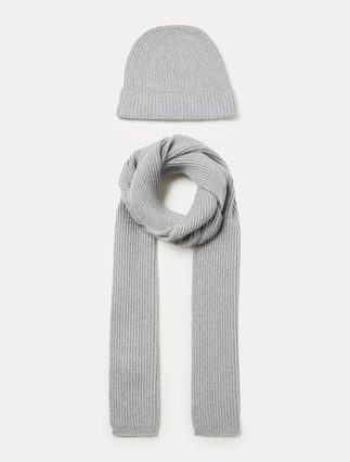 Cashmere blend scarf and hat - LIGHT GREY