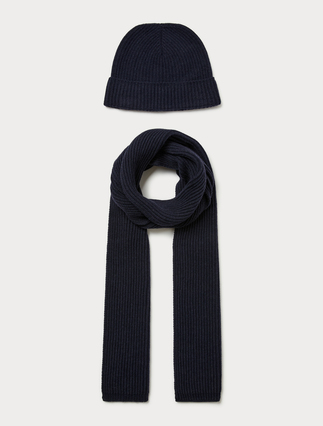 Cashmere blend scarf and hat - MIDNIGHTBLUE