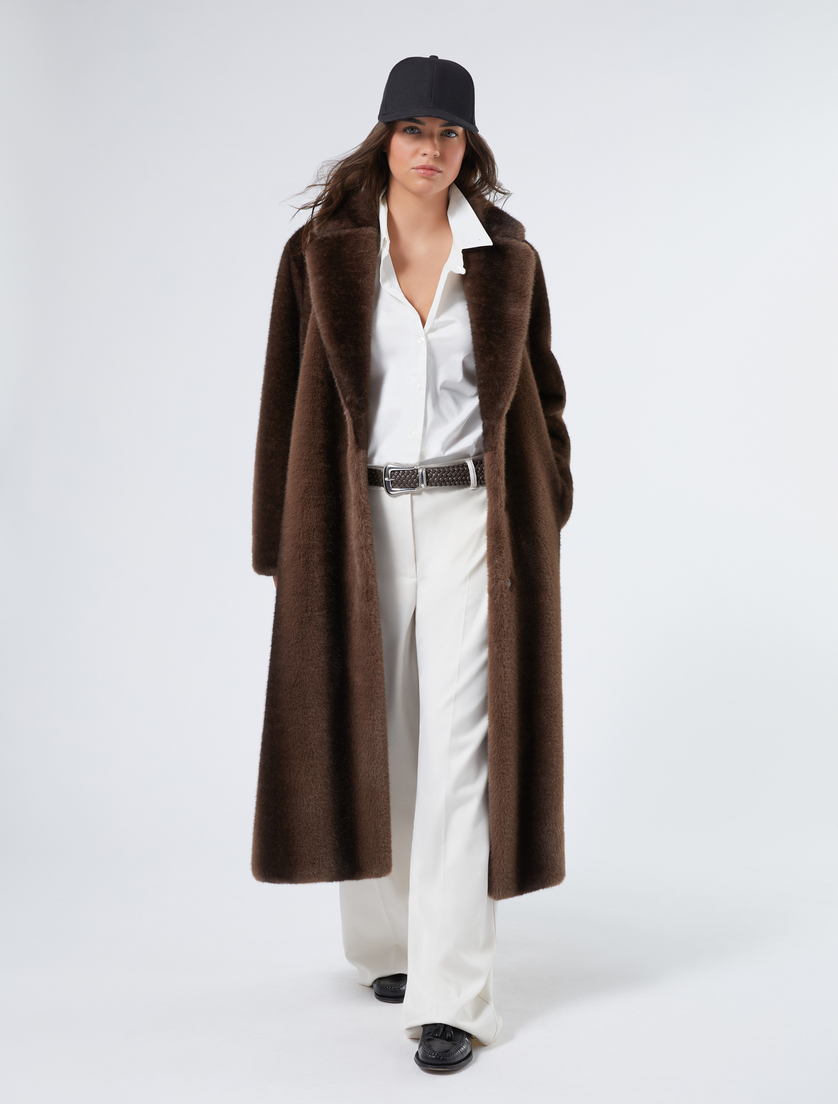 Soft-textured long coat - BROWN - Marina Rinaldi - 2 Soft-textured long coat - BROWN - Marina Rinaldi - 2