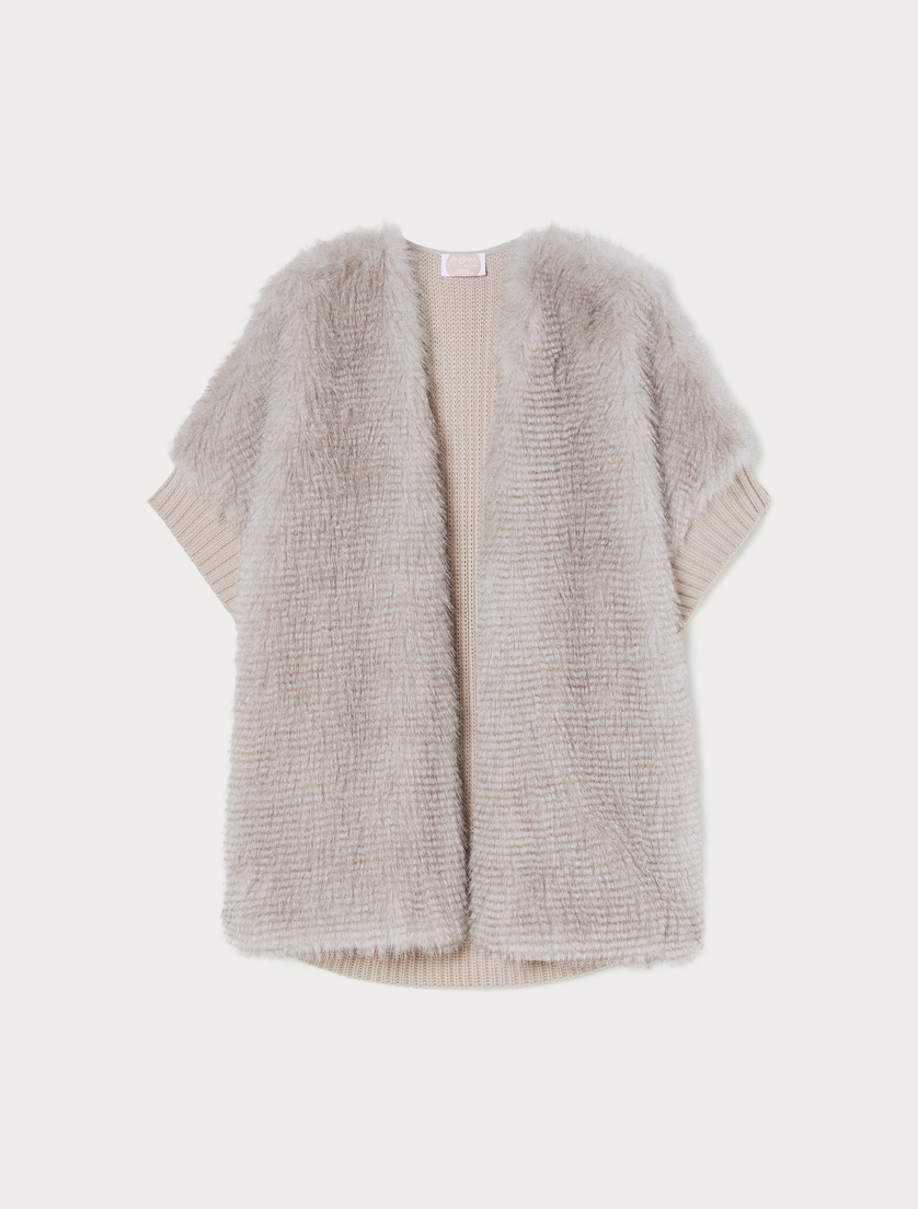 Knit cape with a soft texture - TURTLEDOVE - Marina Rinaldi Knit cape with a soft texture - TURTLEDOVE - Marina Rinaldi
