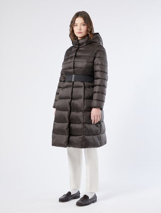 Iridescent nylon padded jacket - DARK BROWN