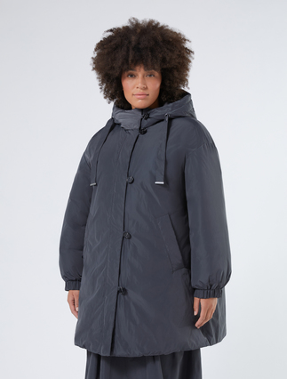 Taffeta and iridescent nylon parka - DARK GREY