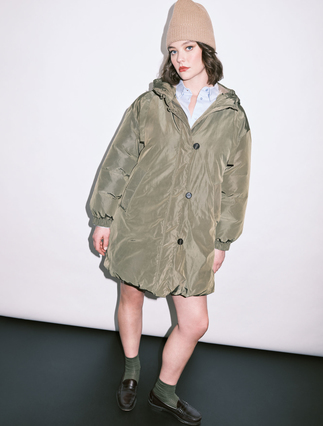 Taffeta and iridescent nylon parka - OLIVE GREEN