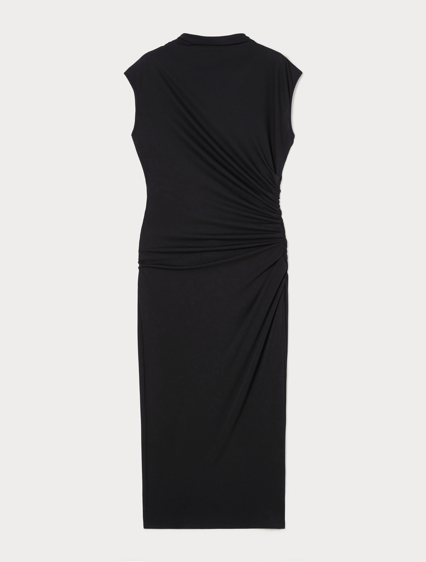 Interlock jersey dress with draping - BLACK - Marina Rinaldi Interlock jersey dress with draping - BLACK - Marina Rinaldi