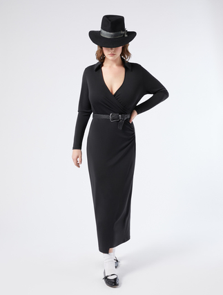Long interlock jersey dress with draping - Marina Rinaldi