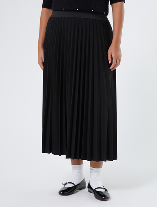 Long jersey crêpe skirt - BLACK
