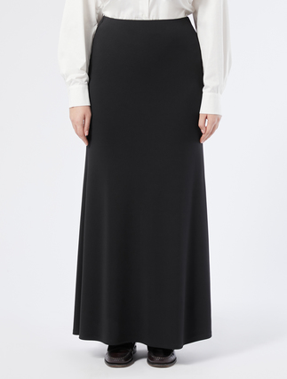 Long velvet jersey skirt - BLACK